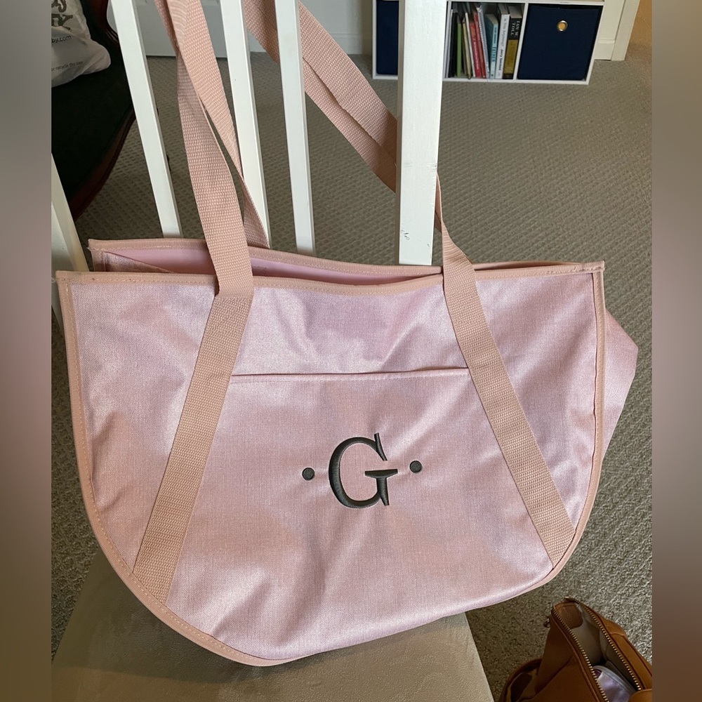 G monogrammed half-circle tote